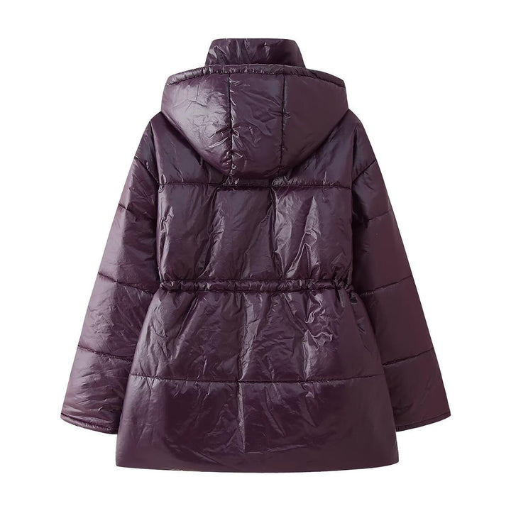 Ladies down jacket with hood and adjustable belt Lune London