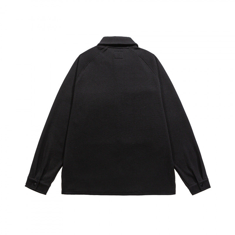 Men's Waffle Knit Half-Zip Pullover with Polo Collar Amarae