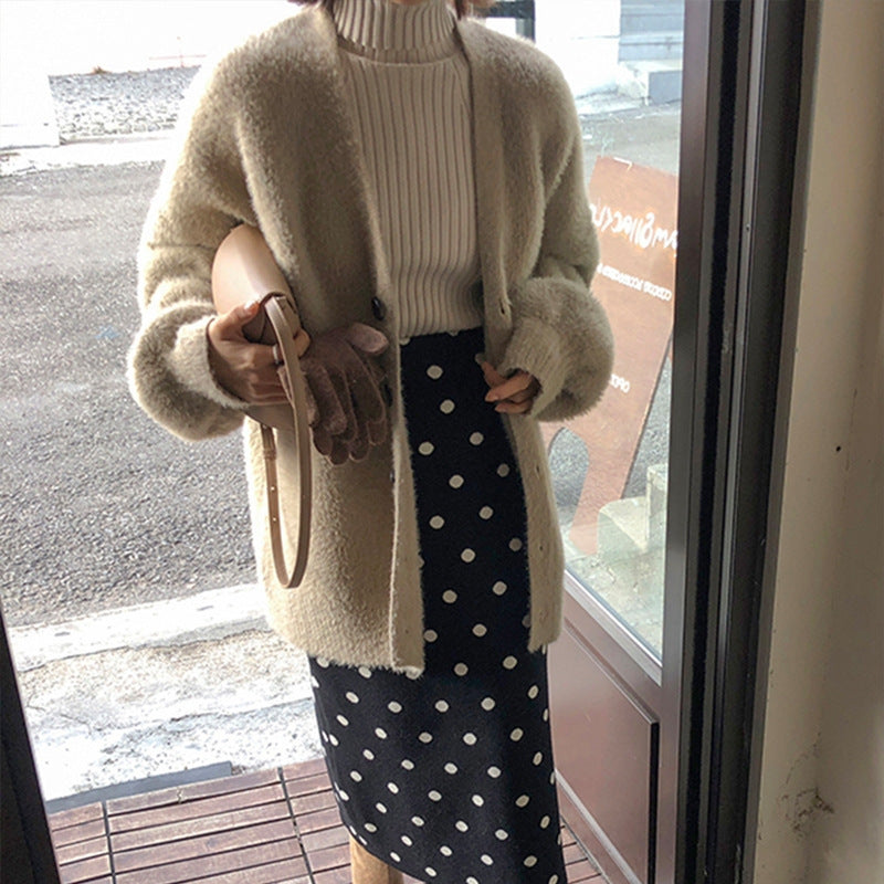 Cardigan Fluffy Femme avec Gros Boutons et Design à Coupe Large Chic & Stil