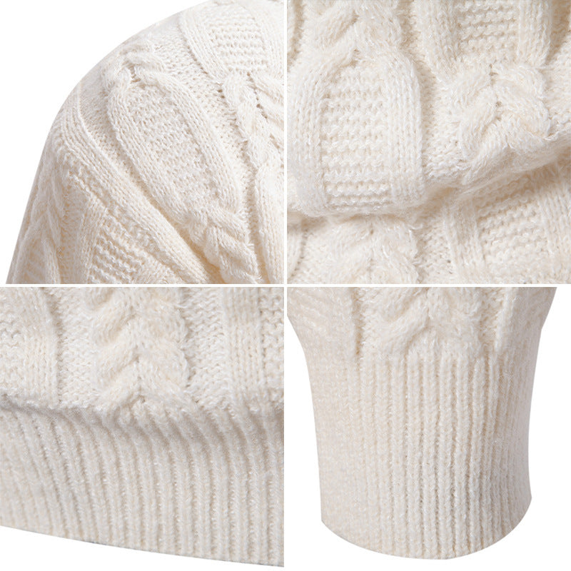 Men's knit sweater with cable design and high collar Lune London