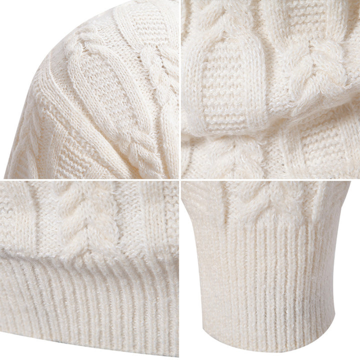 Men's knit sweater with cable design and high collar Lune London
