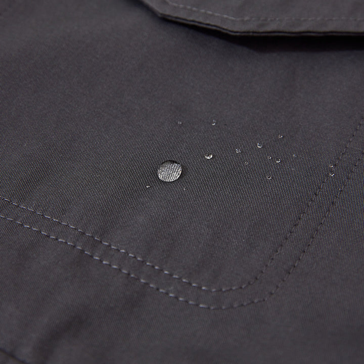 Unisex Boxy Overjacket with double-breasted button placket, large utility patch pockets and short boxy cut Amarae