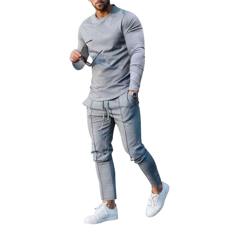 Men's long sleeve sports t-shirt with modern contrast stitching and comfortable joggers Lune London