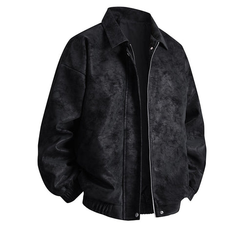 Synthetic leather bomber jacket for men with a relaxed fit and practical pockets Amarae