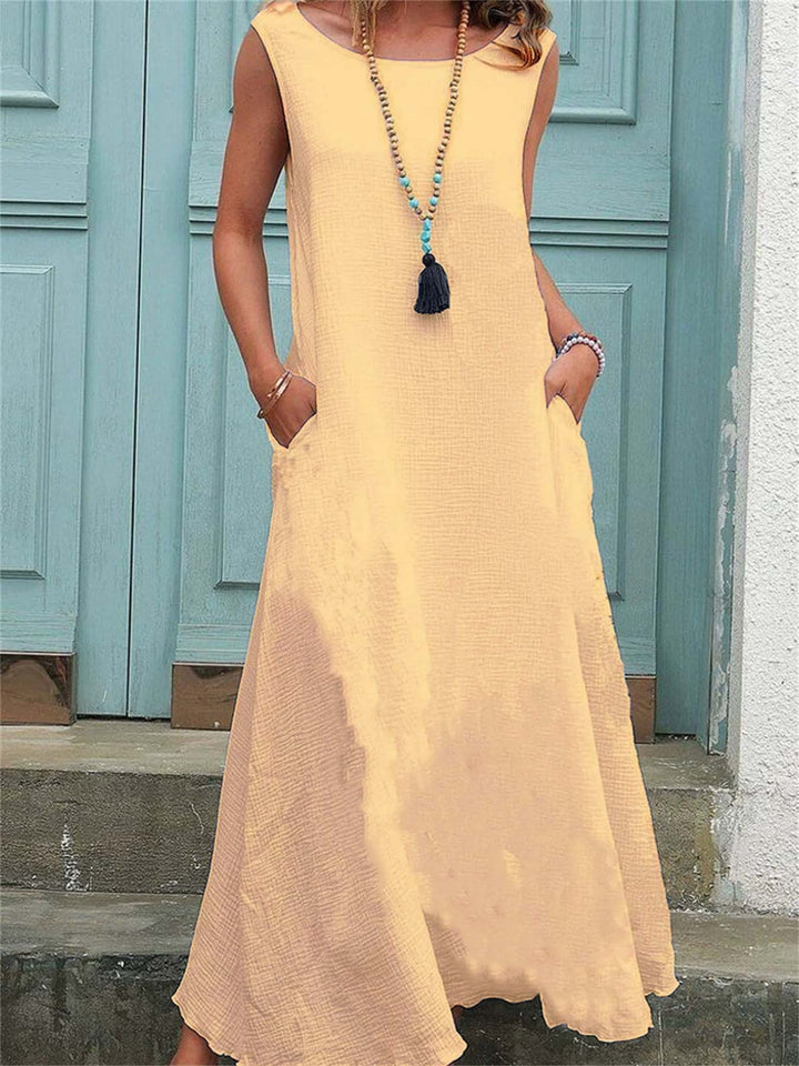 Lune London fluid maxi dress for women with side pockets