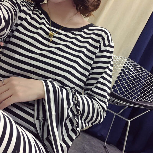 Women's striped mini dress with voluminous sleeves Amarae
