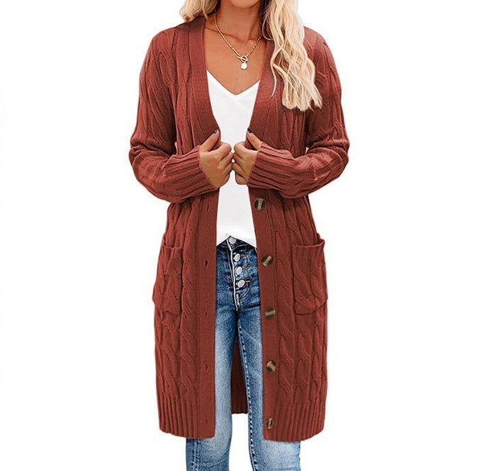 Women’s chunky knit cardigan with pockets and button detail Lune London