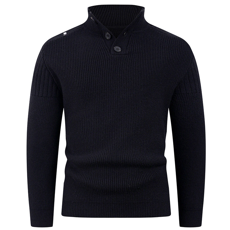 Knit sweater for men with high collar and button details Lune London