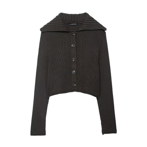 Knit jacket for women with a wide collar and trendy button details Amarae