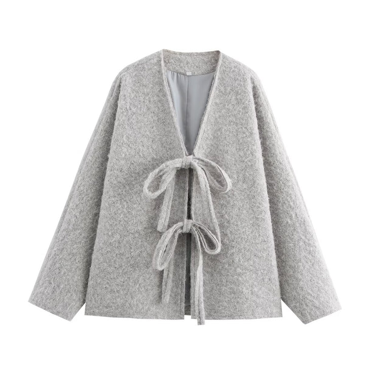 Ladies Oversized Cozy Jacket with Cord and Soft Material Lune London