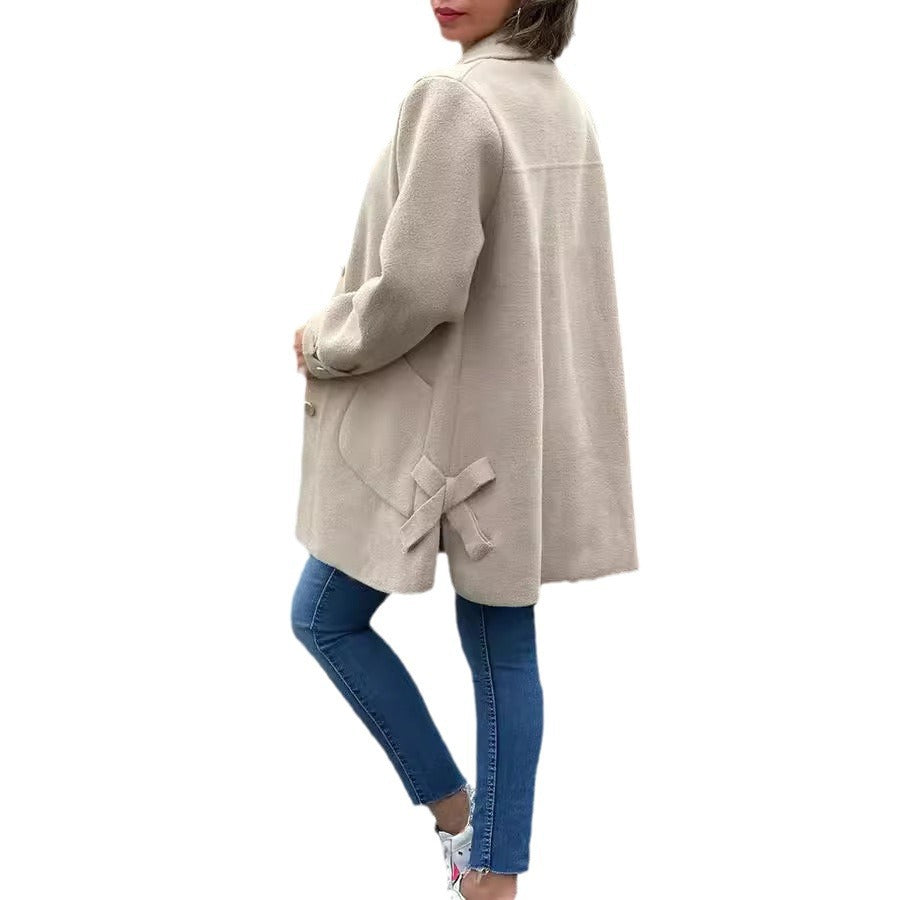 Oversized wool coat for ladies with decorative buttons and large pockets Lune London
