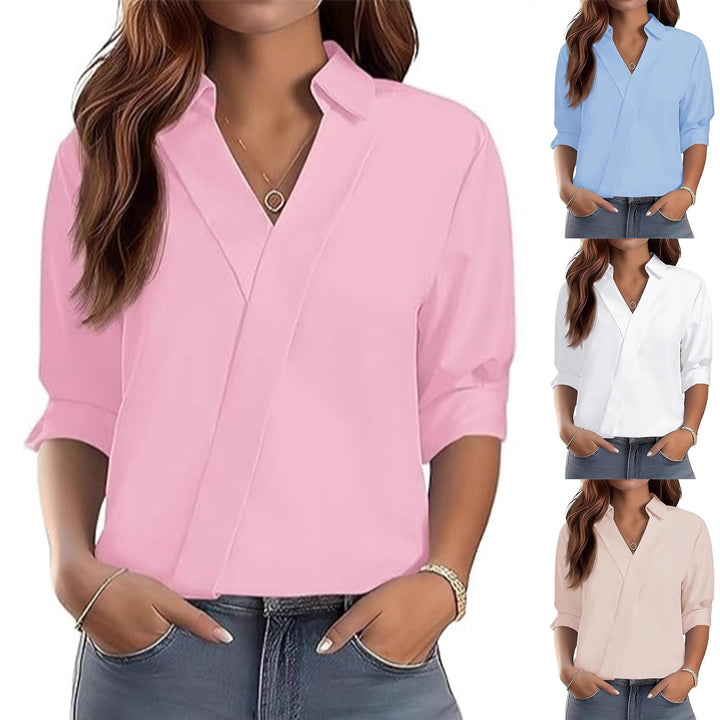 Femmes élégante blouse à col en V avec design texturé Chic & Stil