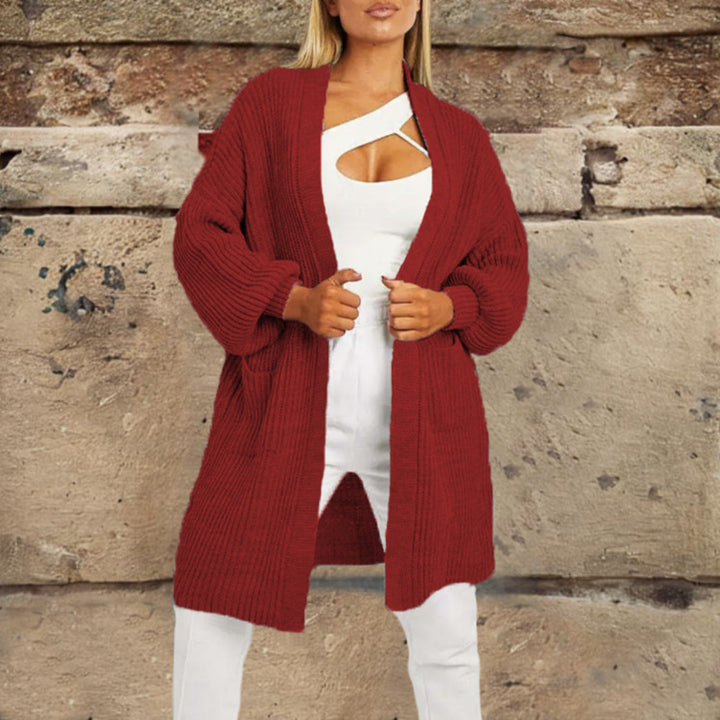 Ladies oversized knit cardigan with voluminous sleeves and open pockets Lune London