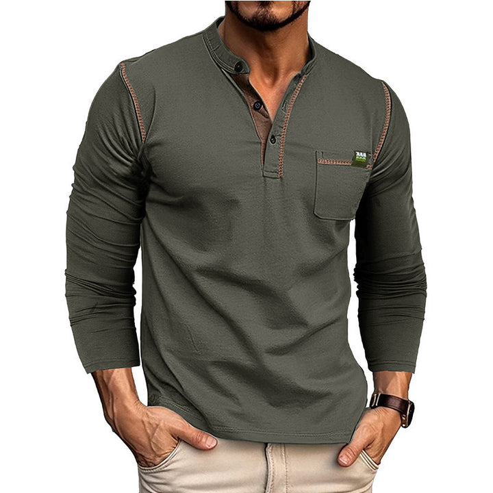 Men's long sleeve shirt with half-button and chest pocket Amarae