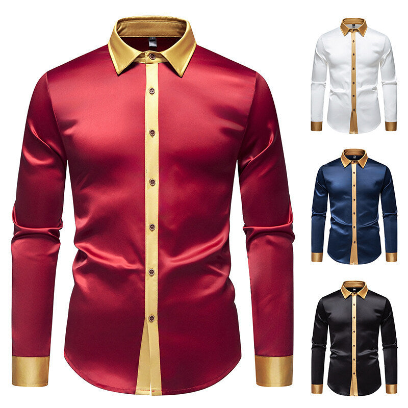 Elegant long-sleeve shirt for men with satin accents Lune London