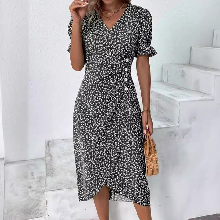 Vintage-inspired floral wrap dress for women Lune London