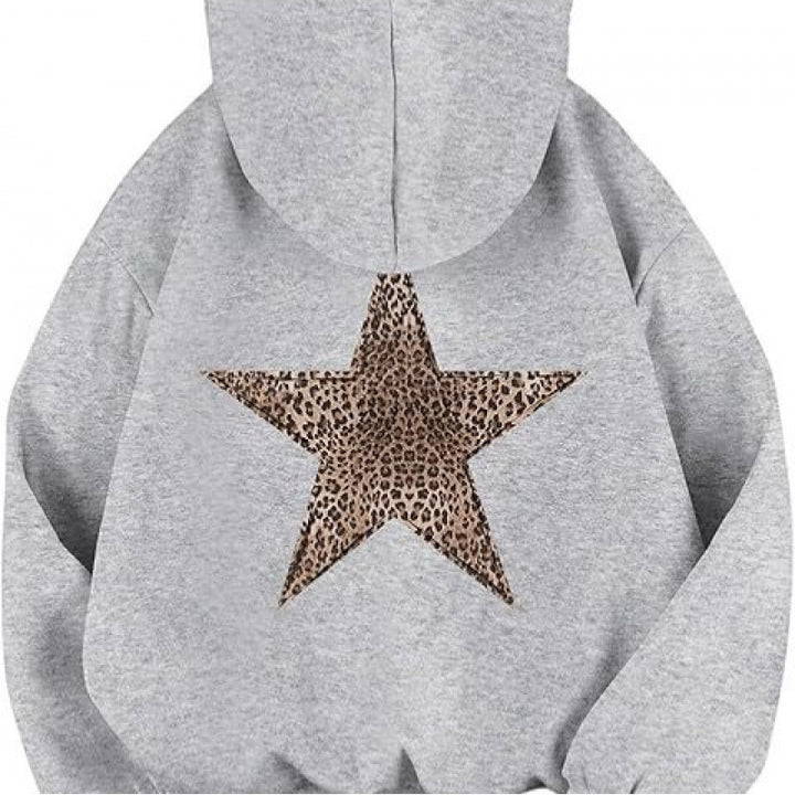 Women's hoodie with stylish leopard star design and relaxed fit Lune London