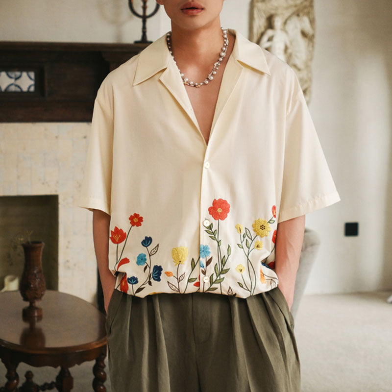 Short sleeve shirt for men with floral pattern and high-quality fabric Lune London