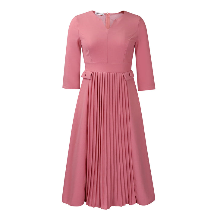 Ladies Elegant Midi Pleated Dress Lune London