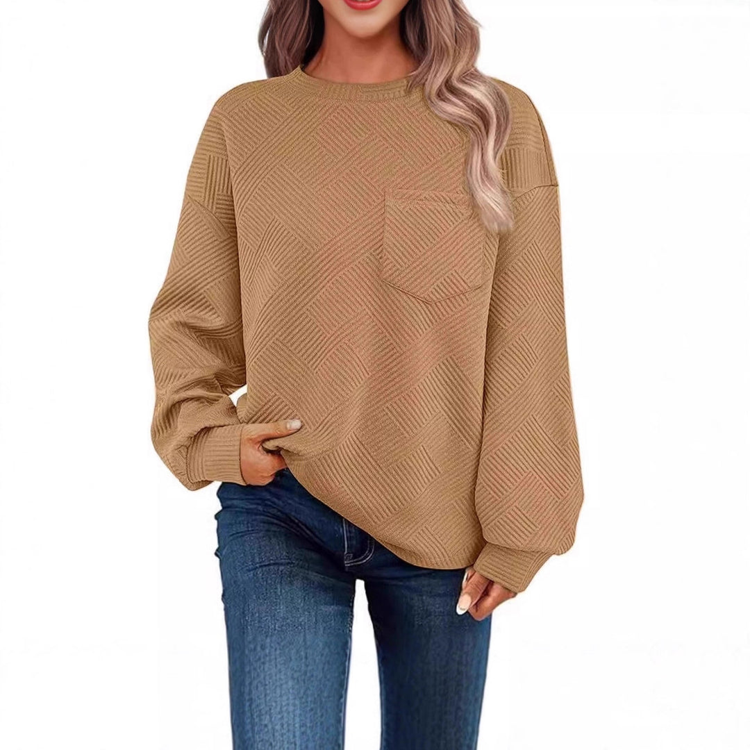 Casual sweater for women with structured fabric pattern and practical chest pocket Lune London