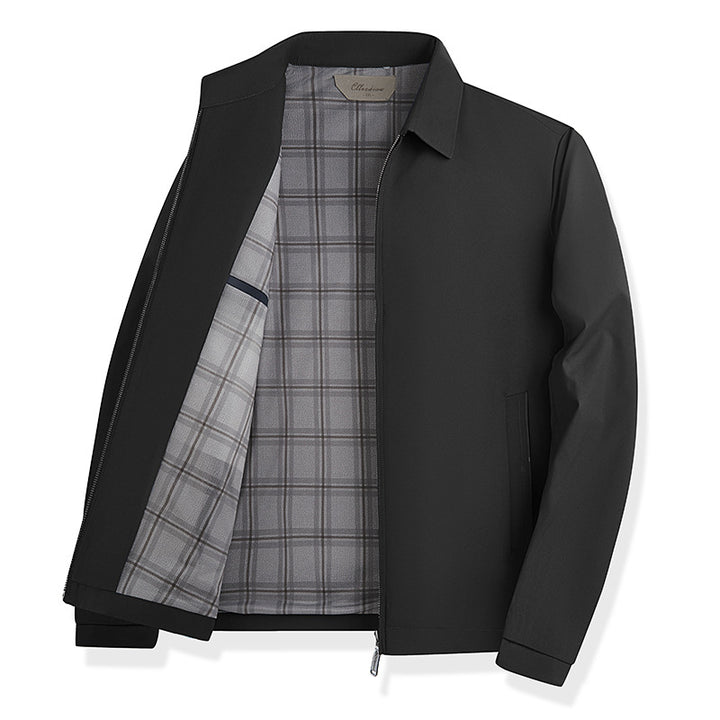 Men's lightweight transitional jacket with shirt collar, full-length zipper and checked lining Amarae