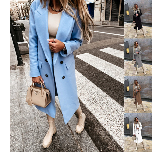 Ladies elegant and timeless wool coat with double breasted Amarae