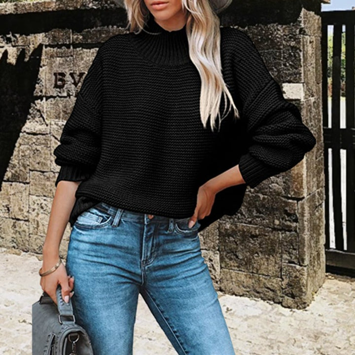 Pull en maille épaisse pour femmes avec col haut et coupe décontractée surdimensionnée Chic & Stil