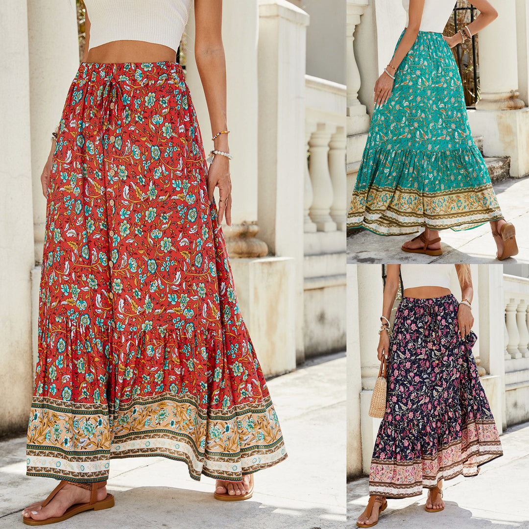 Lune London floral print bohemian maxi skirt