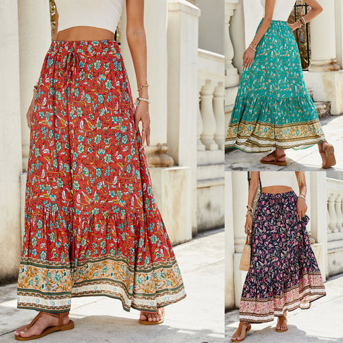 Amarae floral print bohemian maxi skirt
