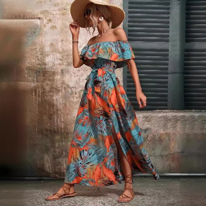 Maxie Off-Shoulder Dress for Women with Side Slit Lune London