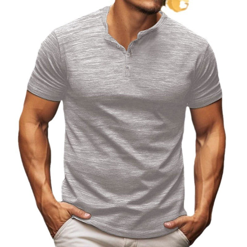 Men's Short Sleeve T-Shirt with Button Placket Lune London