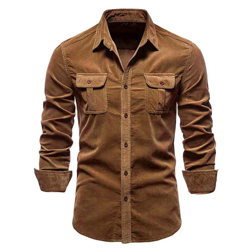 Men's long sleeve shirt with practical chest pockets and trendy slim fit Amarae