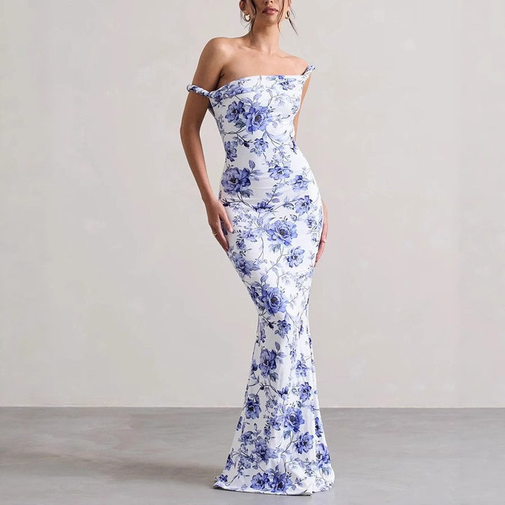 Off-shoulder leopard print maxi dress Lune London