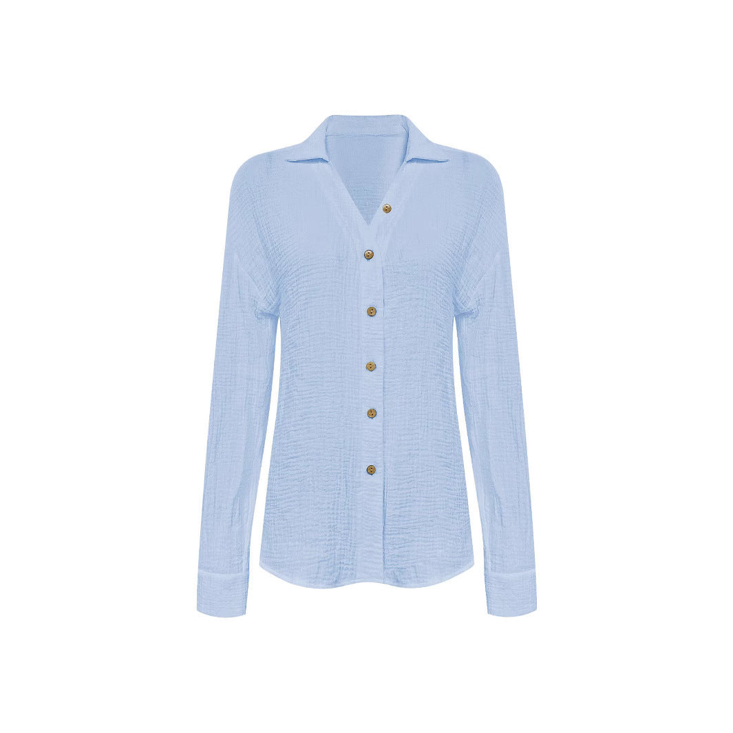 Casual blouse for women with button details and modern V-neck Amarae