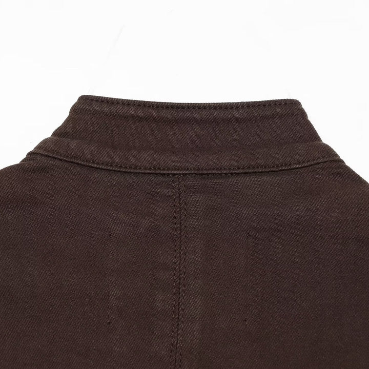 Women's Short Military Jacket in Double-Breasted Style with Stand-Up Collar and Epaulettes Amarae