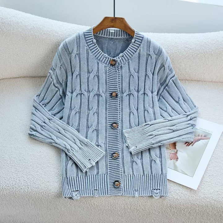 Cardigan pour femmes avec motif en cable et fermeture à boutons Chic & Stil