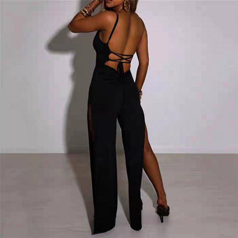 Ladies Jumpsuit Wide Split Leg Lune London