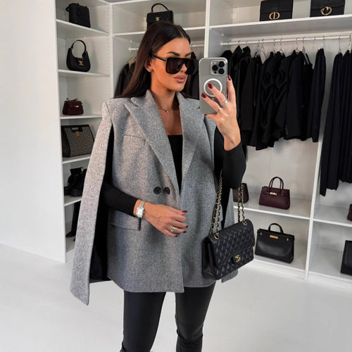 Oversized jacket for women with cape design and modern details Amarae