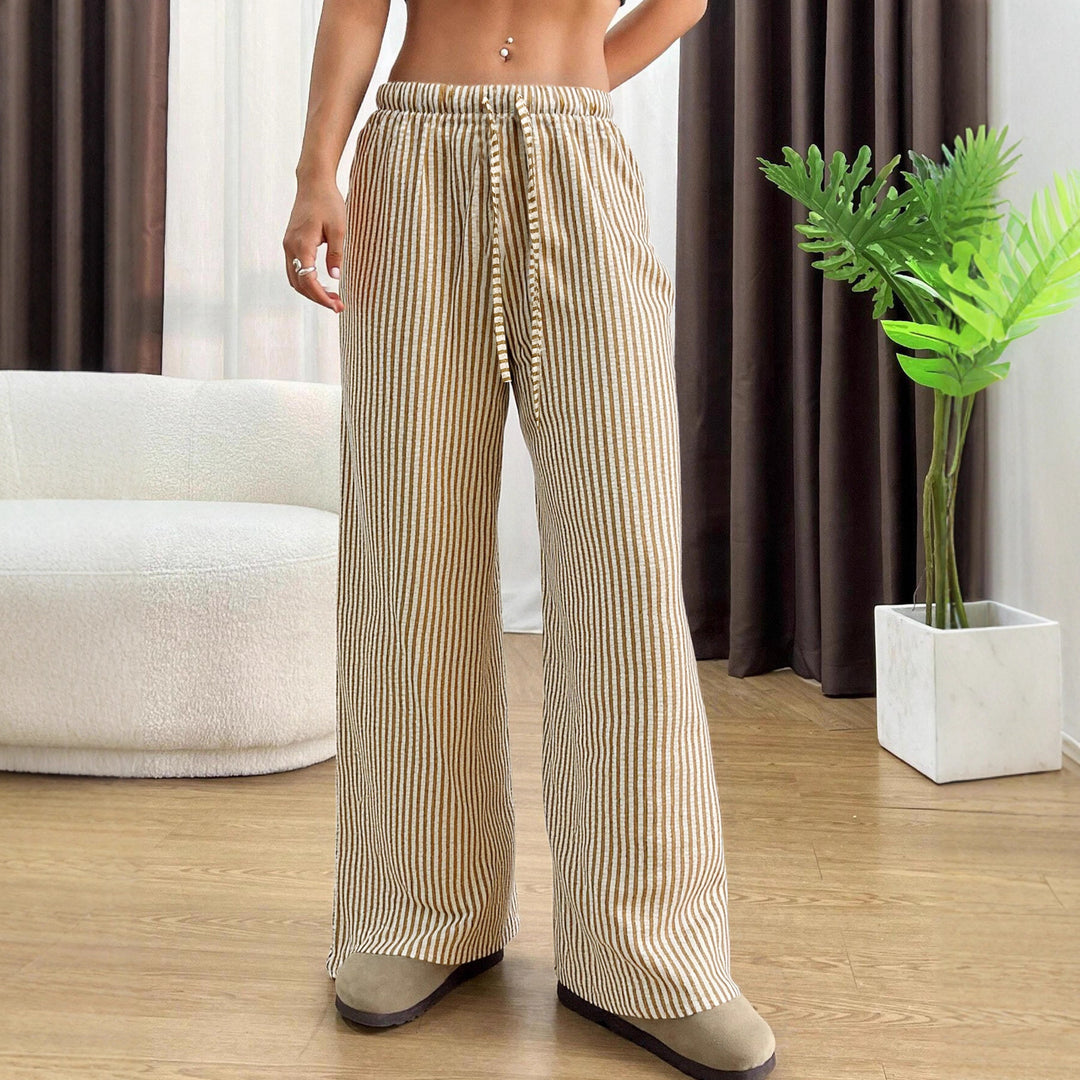 Pantalons décontractés pour femmes taille haute avec motif rayé Chic & Stil