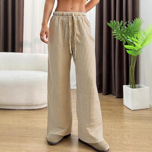 Pantalons décontractés pour femmes taille haute avec motif rayé Chic & Stil