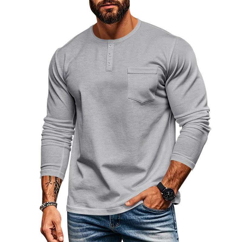 Long sleeve shirt for men with button placket and chest pocket Lune London