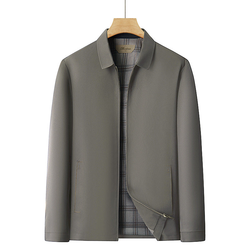 Men's lightweight transitional jacket with checked lining and concealed zipper Amarae