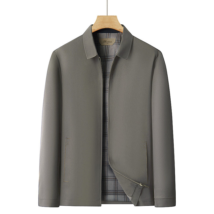 Men's lightweight transitional jacket with checked lining and concealed zipper Amarae