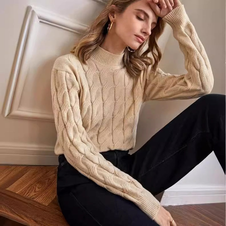 Knitted sweater for women with cable knit pattern Lune London