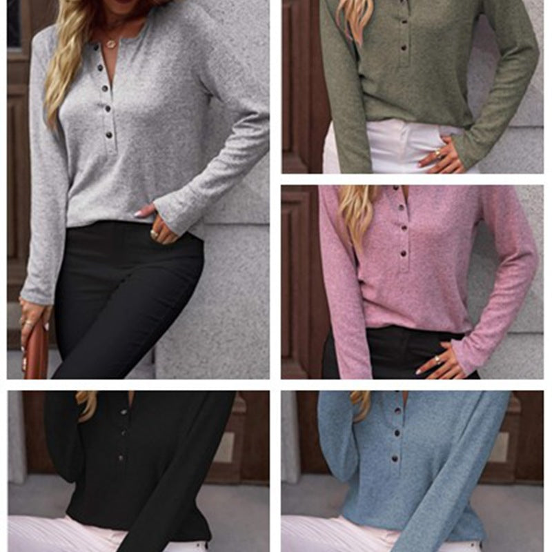 Women Comfortable Long Sleeve Shirt with Button Detail Lune London
