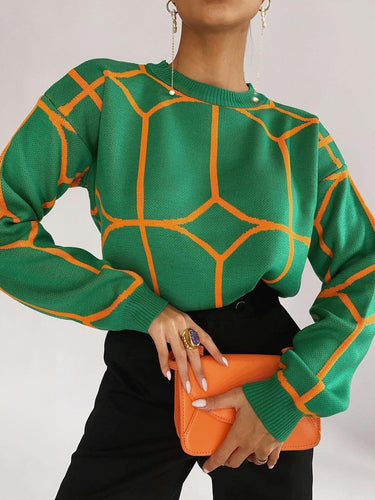 Elegant sweater for women with modern geometric pattern Amarael