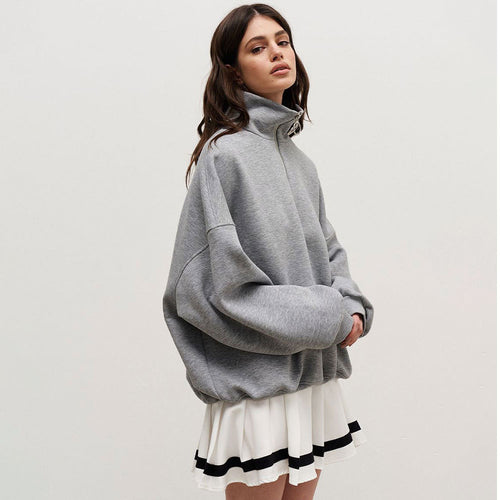 Casual sweater for women with high collar and zipper Amarae
