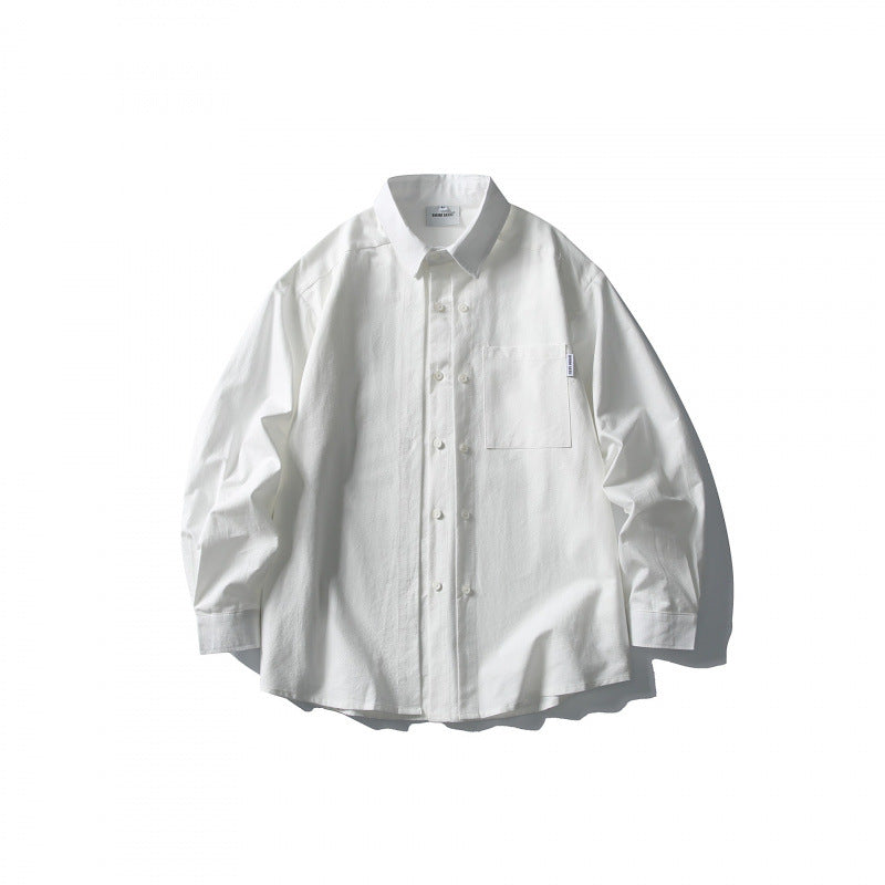 Men's Oversize Double-Breasted Cotton Shirt with Breast Pocket and Classic Shirt Collar Amarae