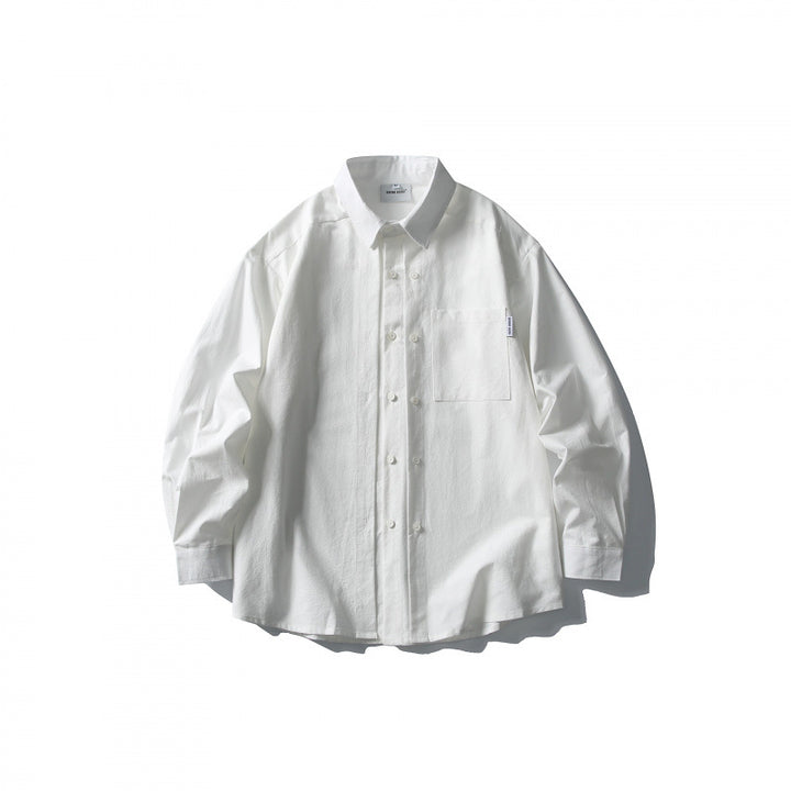 Men's Oversize Double-Breasted Cotton Shirt with Breast Pocket and Classic Shirt Collar Amarae