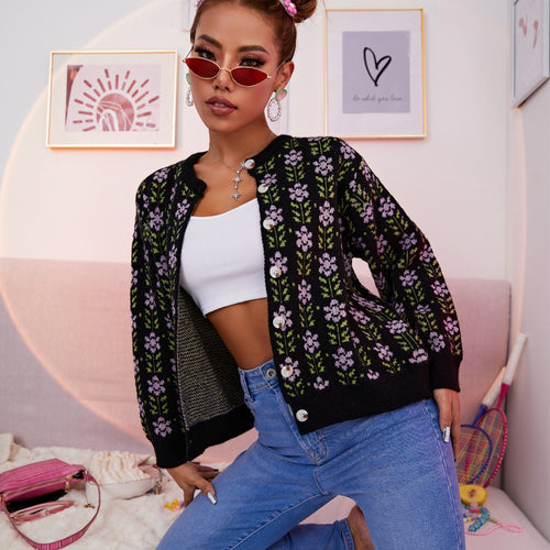 Ladies cardigan with floral pattern and comfortable fit Amarae